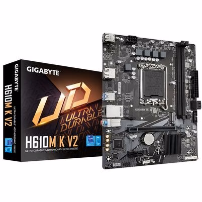 Tarjeta Madre Gigabyte H610M K V2 Micro-ATX en Color Gris con Socket LGA 1700, Soporte DDR5 hasta 128GB y Conectividad Gigabit Ethernet
